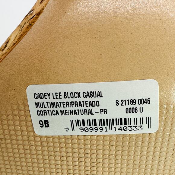 Schutz Women's Cadey Lee Block Cork Silver Leather Causal Sandal Heels Size 9 - Picture 12 of 12
